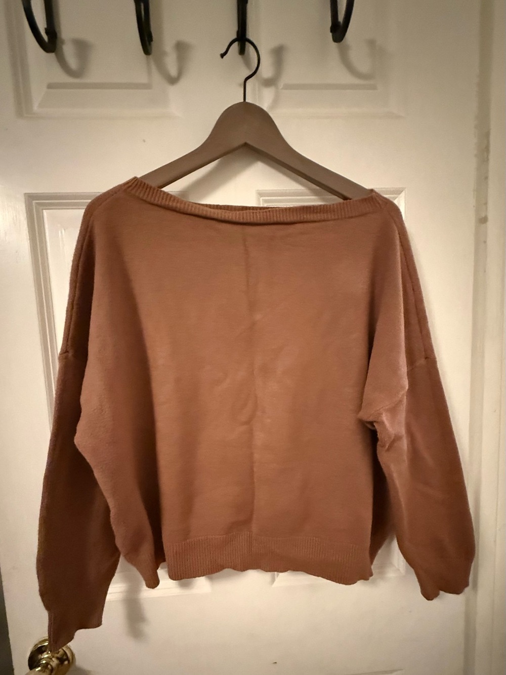 SHEIN Off-the-Shoulder Oversized Sweater in Camel Brown
